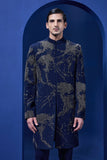 Navy blue Indo Western highlighted with sequins,pearl and cutdana