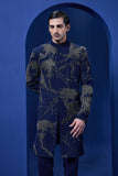 Navy blue Indo Western highlighted with sequins,pearl and cutdana