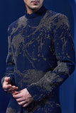 Navy blue Indo Western highlighted with sequins,pearl and cutdana