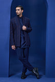"Navy Blue open bandhgala   with thread,sequins & pearl  work "