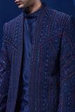 "Navy Blue open bandhgala   with thread,sequins & pearl  work "