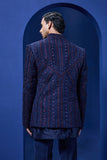 "Navy Blue open bandhgala   with thread,sequins & pearl  work "