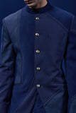 Navy blue bandhgala detailing with golden button