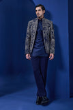 "Navy Blue open bandhgala   with thread,sequins & pearl  work "