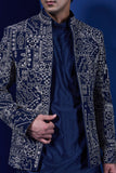 "Navy Blue open bandhgala   with thread,sequins & pearl  work "