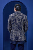 "Navy Blue open bandhgala   with thread,sequins & pearl  work "