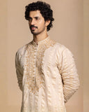 Beige Embroidered Tencil Kurta Set