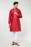Cherry Red Embroidred Kurta Set