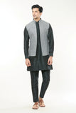 Black Embroidered Kurta-Jacket Set