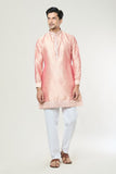 Peach Embroidered Kurta-Jacket Set