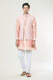 Peach Embroidered Kurta-Jacket Set