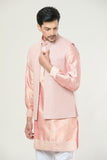 Peach Embroidered Kurta-Jacket Set