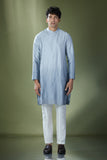 Powder Blue Ombre High-Neck Embroidered Kurta Set