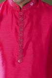 Fuscia Mirror Embroidered Kurta Set
