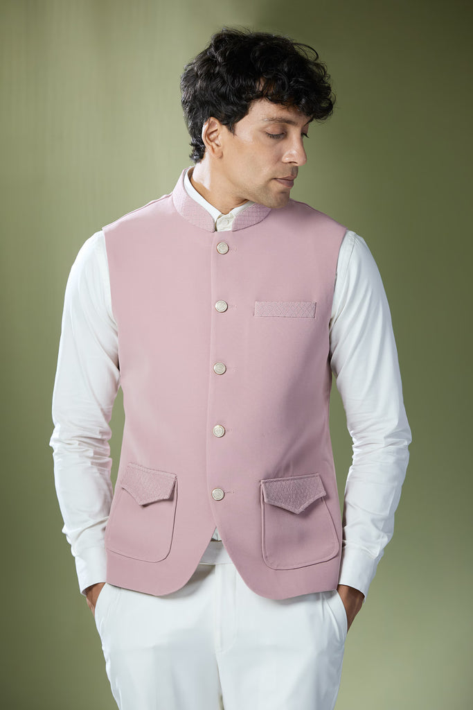Dusty Pink Stitch Jacket-Shirt-Pant Set – Curato