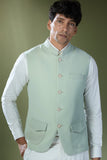 Pista Green Stitch Jacket-Shirt-Pant Set