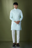 Aqua Blue Embroidered Kurta-Jacket Set
