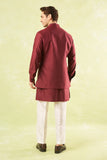 Maroon Running Stitch Kurta-Bundi Set
