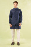 Navy Blue Running Stitch Kurta-Bundi Set