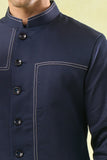 Navy Blue Running Stitch Kurta-Bundi Set