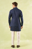 Navy Blue Running Stitch Kurta-Bundi Set