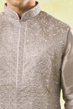 Grey Embroidered Kurta-Bundi Set