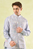 Powder Blue Embroidered Kurta-Bundi Set