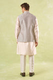 Peach Embroidered Kurta-Bundi Set