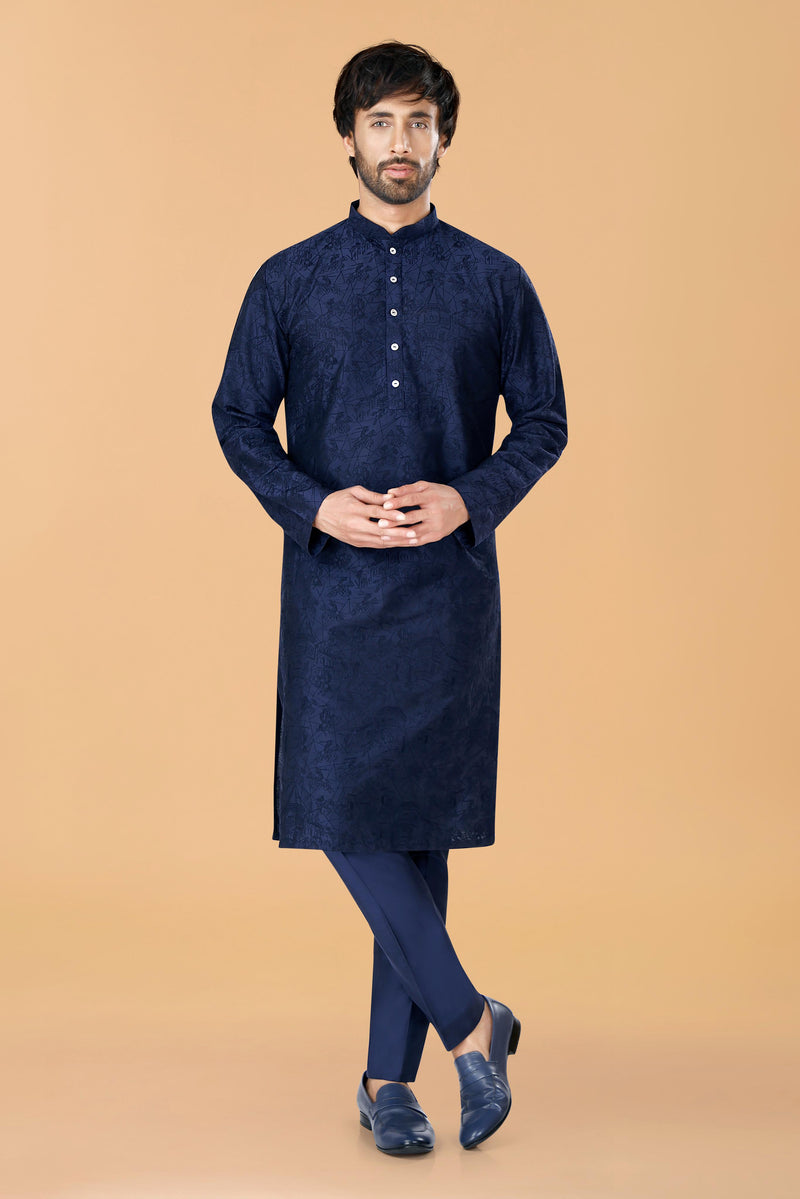 Forts embroidery midnight blue Kurta