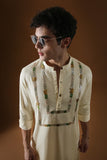 SEQUENCE AND COIN - HAND EMBROIDERED DESIGNER KURTA - IVORY