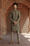 Antique gold chevron threadwork kurta