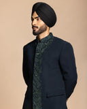 Deep Teal Placket Embroidery Jodhpuri Set