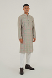 Geometric Embroidery Kurta Set with Mirror Work