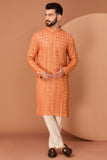 Classic Orange mirror-work kurta