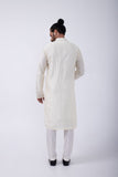 IVORY LEATHER MIRROR DOWN PLACMENT KURTA SET