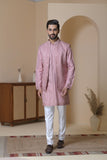 LIGHT PINK SPUNSILK JACKET KURTA ENSEMBLE