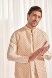 Short open bandi set with kurta and slim pant