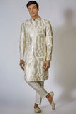 Off White Embroidered Achkan Set