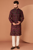 Black kashmiri embroidered kurta with intricate multi-threadwork