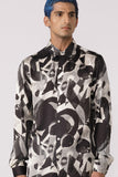 Abstract black and white printed shirt