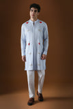 HEART AND PANTHER - HAND EMBROIDERED DESIGNER KURTA - POWDER BLUE