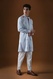 HEART AND PANTHER - HAND EMBROIDERED DESIGNER KURTA - POWDER BLUE