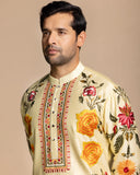 Butter Yellow Floral Embroidered Kurta Set