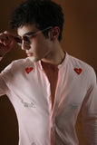 HEART AND PANTHER - HAND EMBROIDERED DESIGNER KURTA - BABY PINK