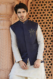 Midnight blue asymmetric trim detail Jacket
