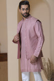 LIGHT PINK SPUNSILK JACKET KURTA ENSEMBLE