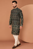 Black kashmiri embroidered kurta with intricate multi-threadwork