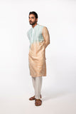 PEACH-BLUE TYE DYE PINTUCK KURTA SET