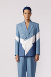DENIM PANELED DUO TONE BLAZER