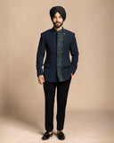 Deep Teal Placket Embroidery Jodhpuri Set